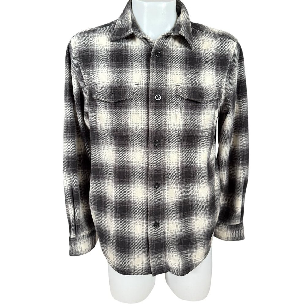 Chaps black and white button down long sleeve collared flannel shirt jacket M
